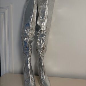 Steve Madden Metallic Silver Over-the-Knee Boots
